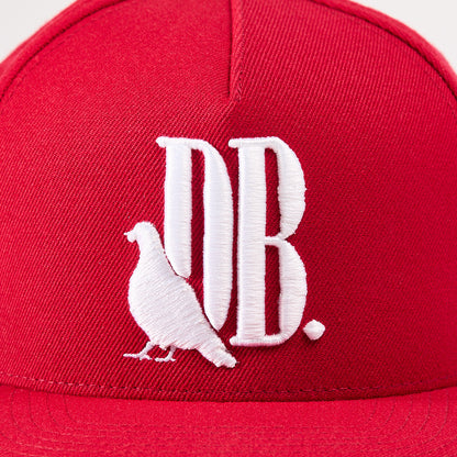 DB Snapback Hat (White on Red)
